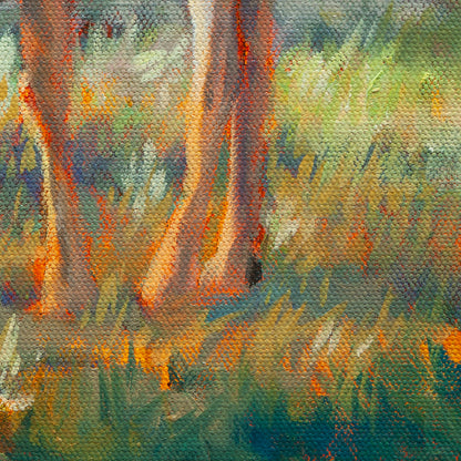 Close-up of a deer’s golden-brown feet on orange-green sunlit grass with blue-green shadows from Curious Heart by Martina Goulart.