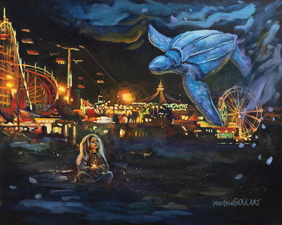 Fine art print of Magical Santa Cruz by Martina Goulart, mounted on cradle wood panel, 8x10 wall art ready to hang