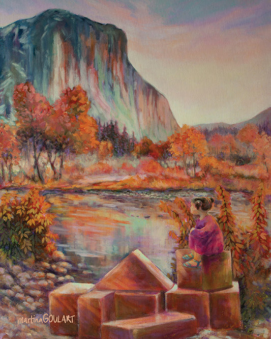Fine art print of One Day, El Cap by Martina Goulart, mounted on cradle wood panel, 8x10 wall art ready to hang